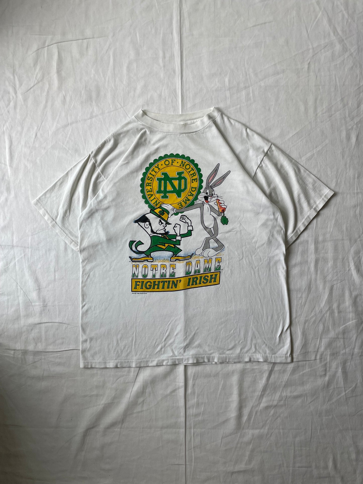 Vintage Notre Dame Bugs Bunny Looney Tunes Tee XLarge