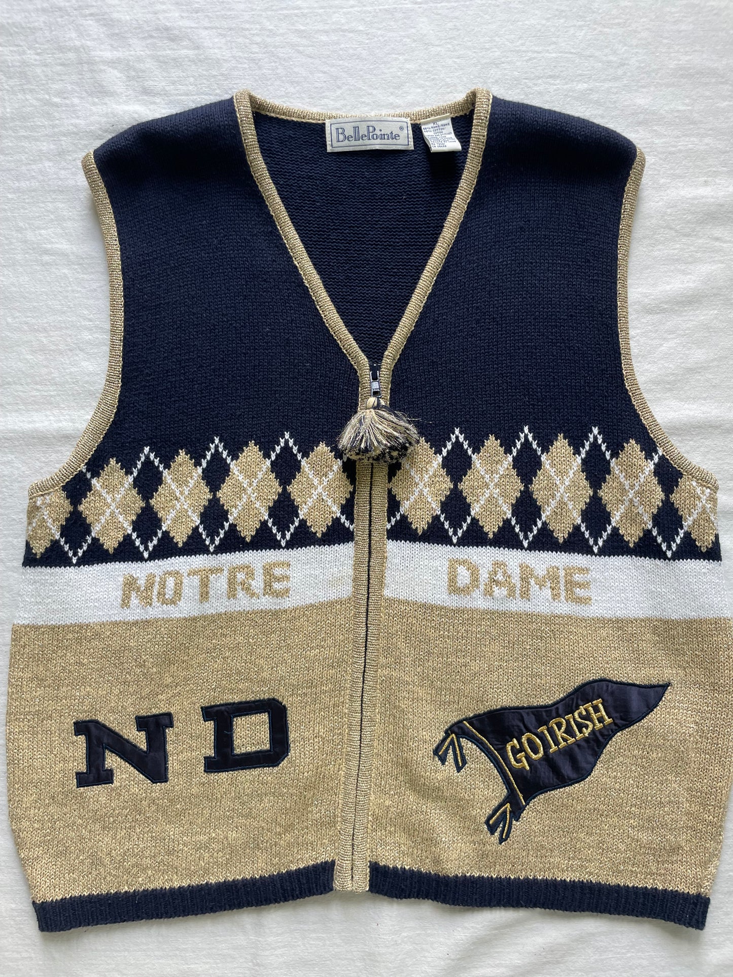 Vintage Notre Dame Sweater Vest XLarge
