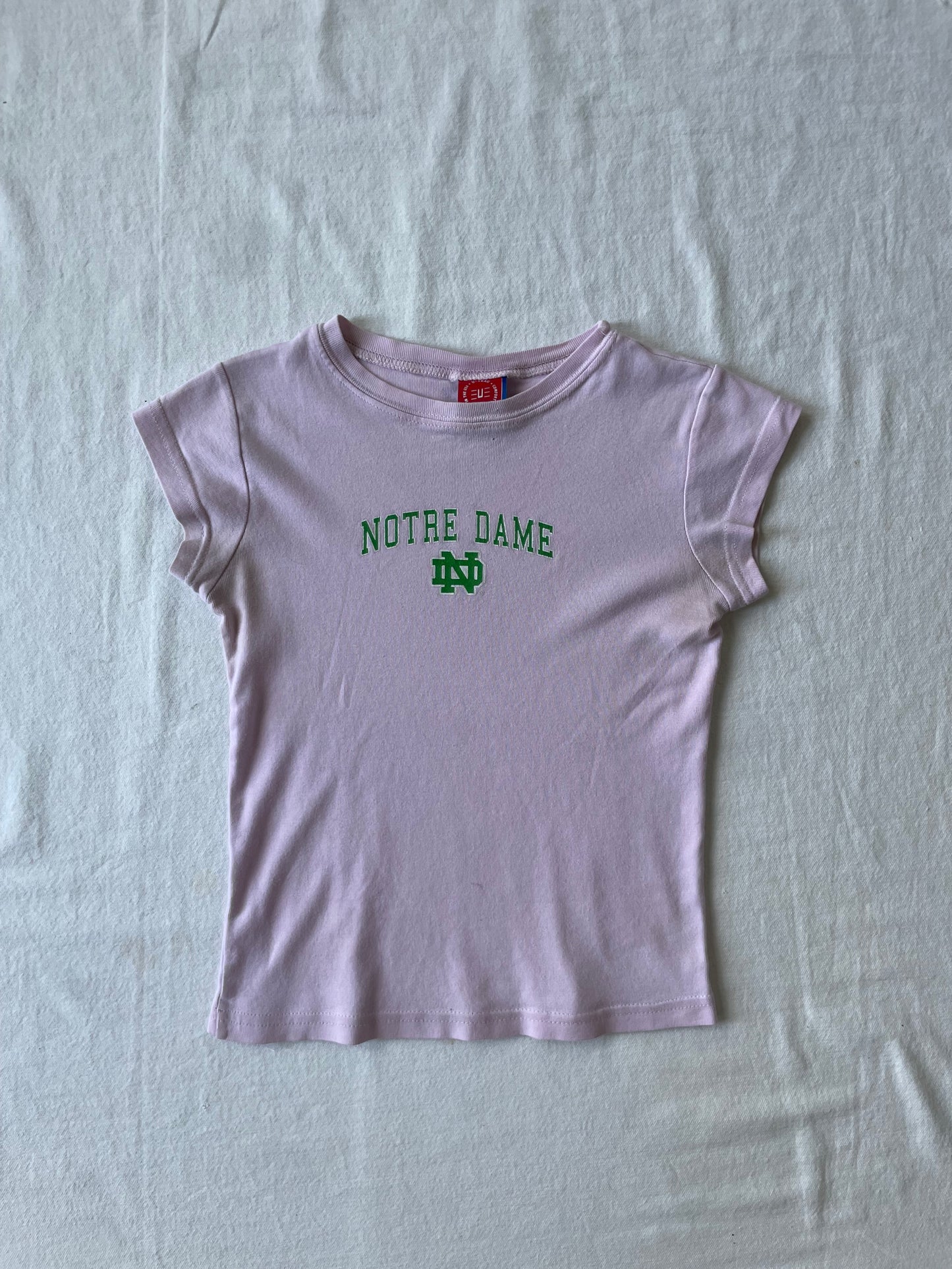 Vintage Notre Dame Pink Baby Tee XSmall