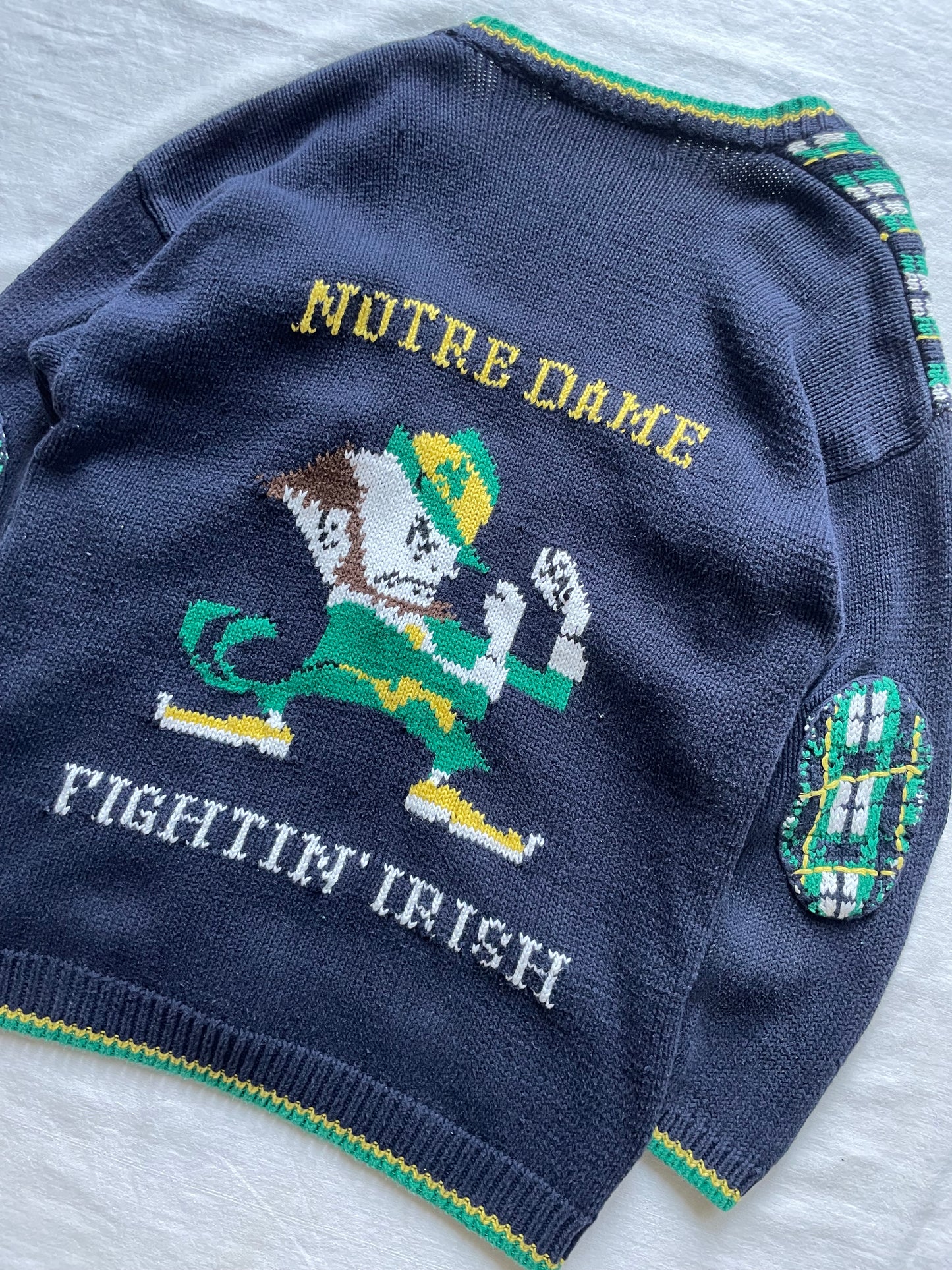 Vintage Notre Dame Knit Cardigan Sweater XLarge