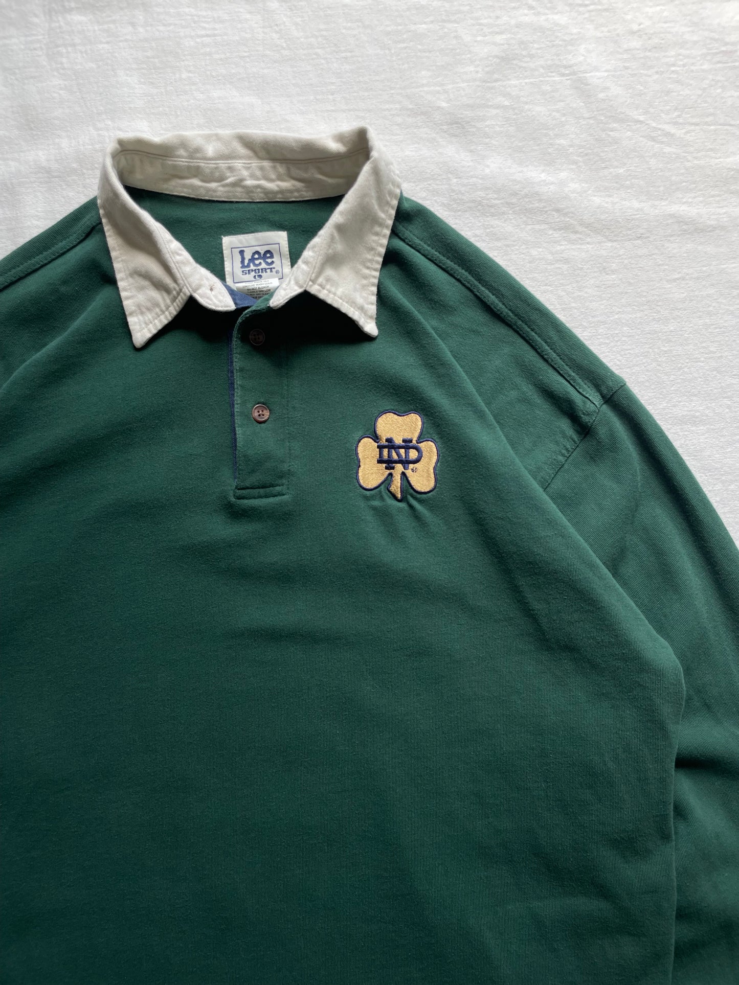 Vintage Notre Dame Green Rugby Polo Large/XLarge