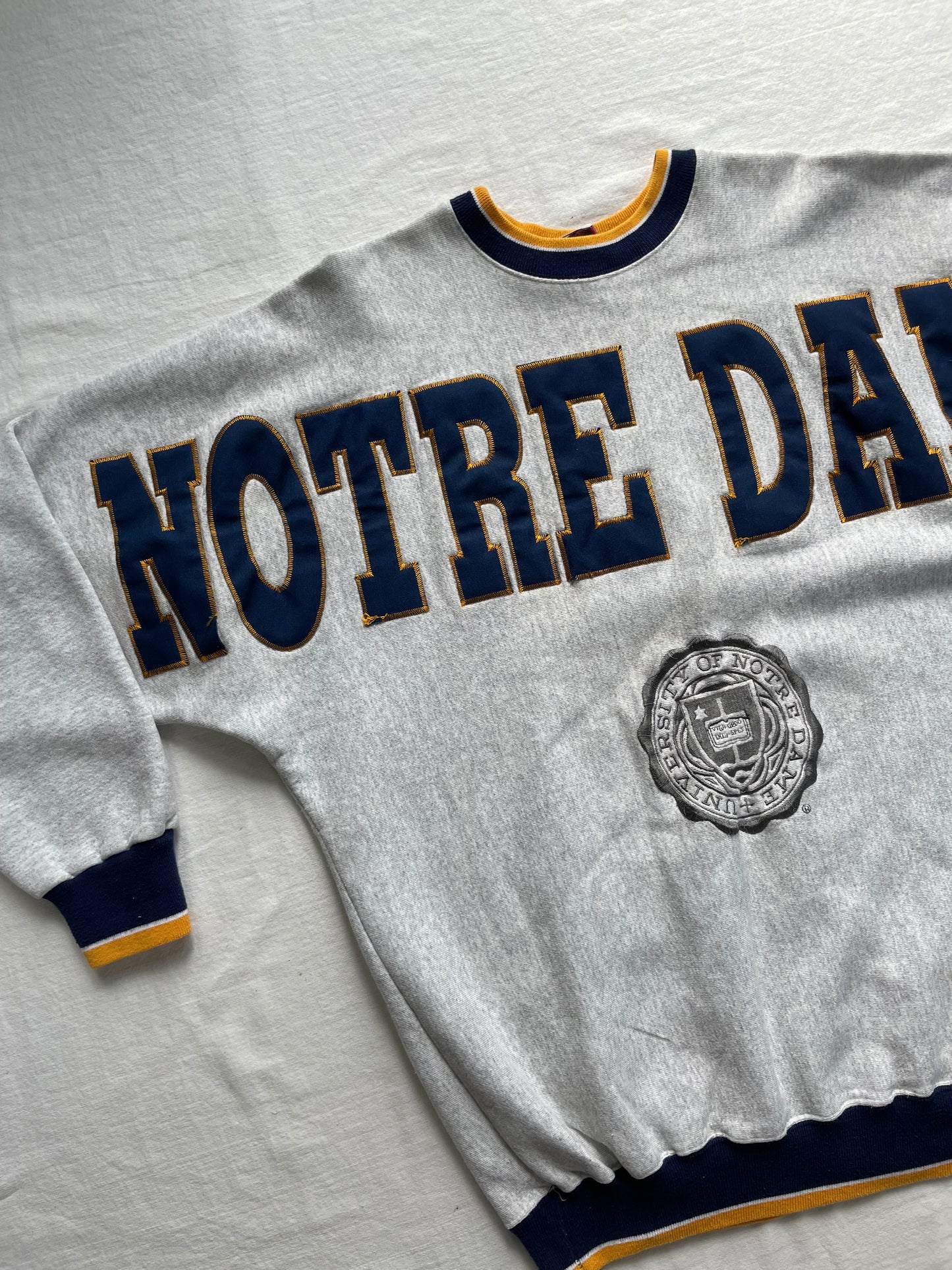 Vintage Notre Dame Spell Out Crewneck 2XL