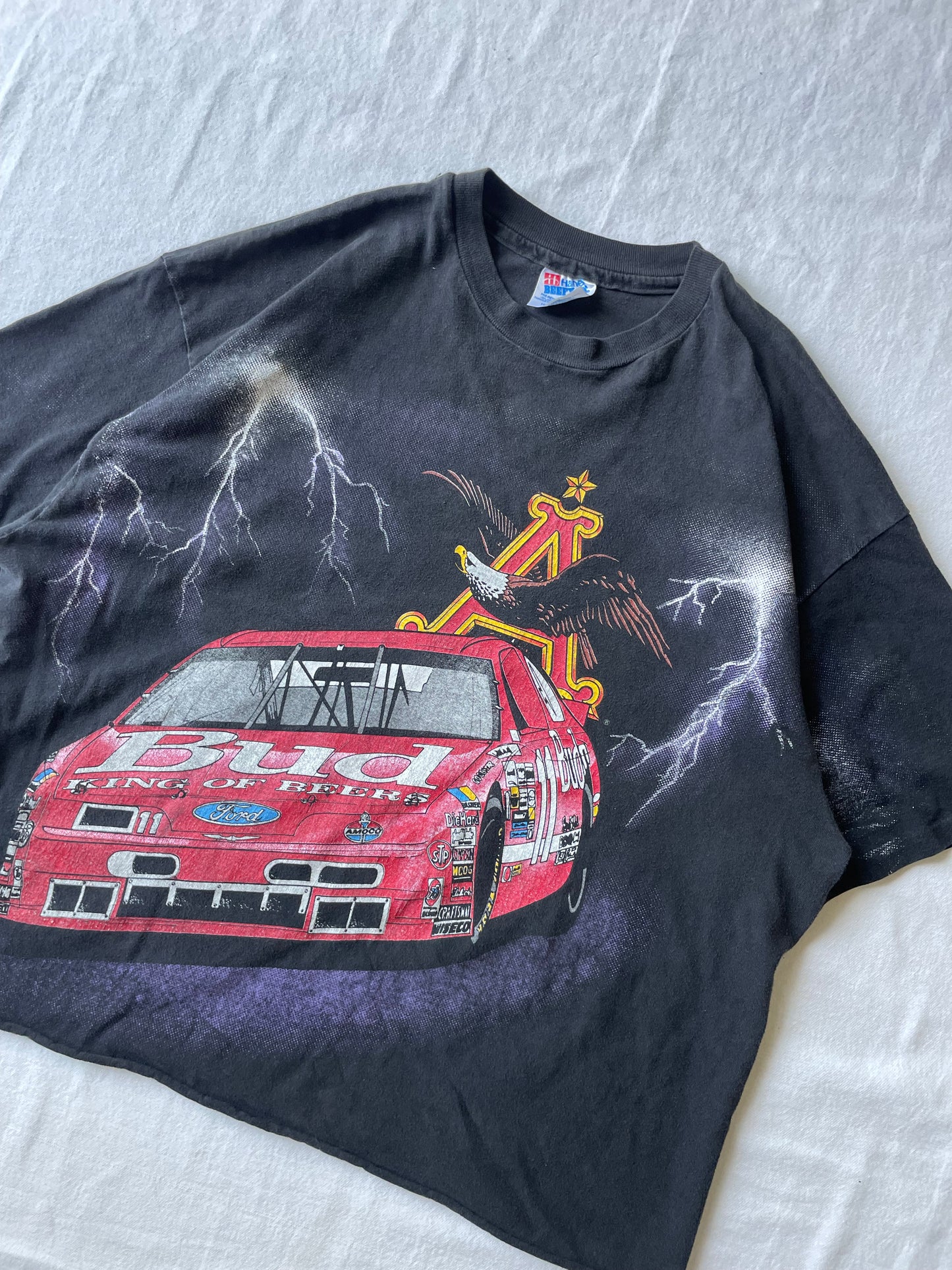 Vintage Budweiser Cropped Racing Tee XLarge
