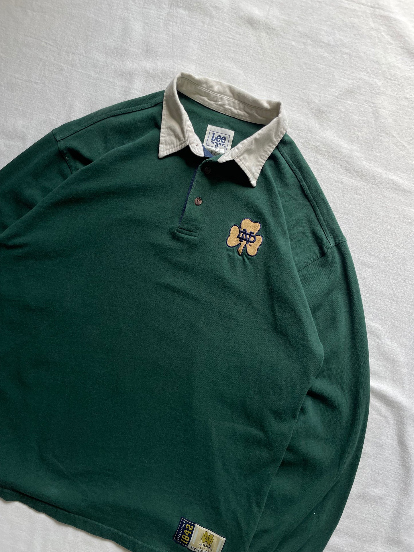 Vintage Notre Dame Green Rugby Polo Large/XLarge