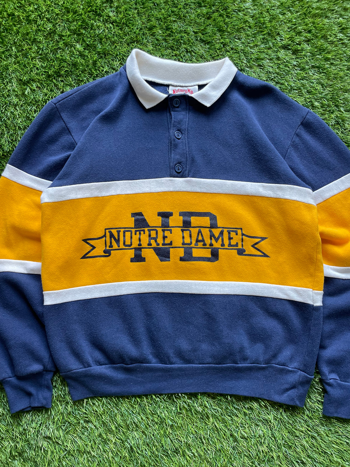 Vintage Notre Dame Rugby Polo Sweatshirt Large