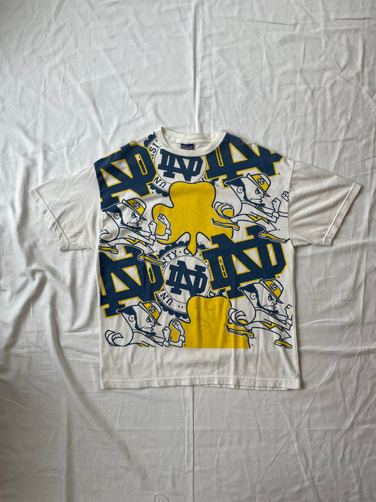 Vintage Notre Dame Fighting Irish All Over Print Tee Large
