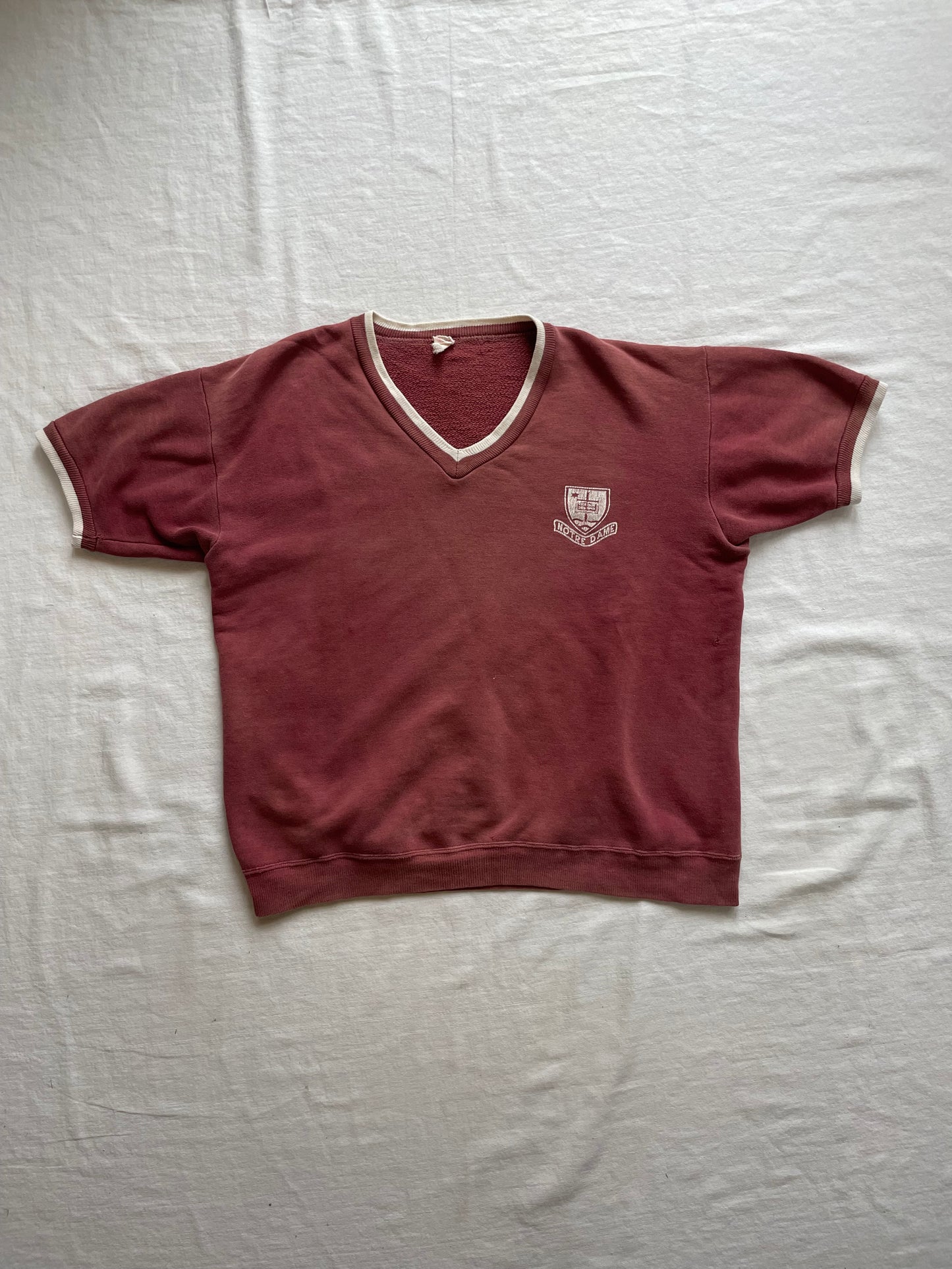 Vintage 1960s Notre Dame Short Sleeve Sweatshirt Large