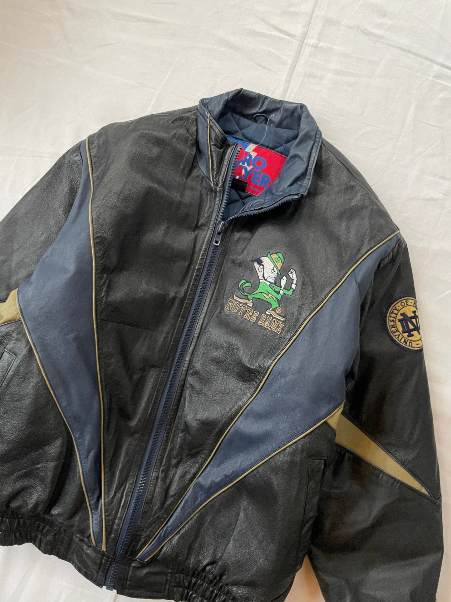 Vintage Notre Dame Leather Jacket Medium