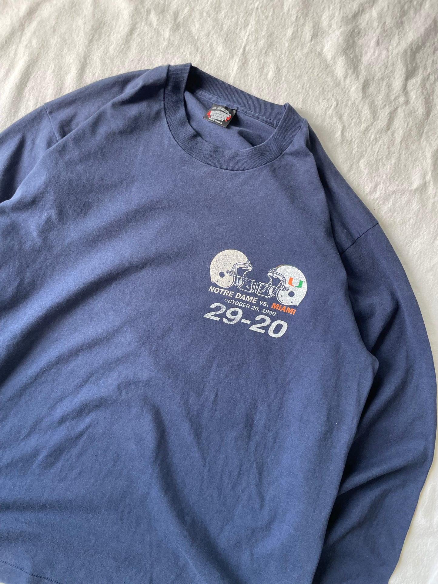 Vintage 1990 Notre Dame vs. Miami Long Sleeve Large/XLarge