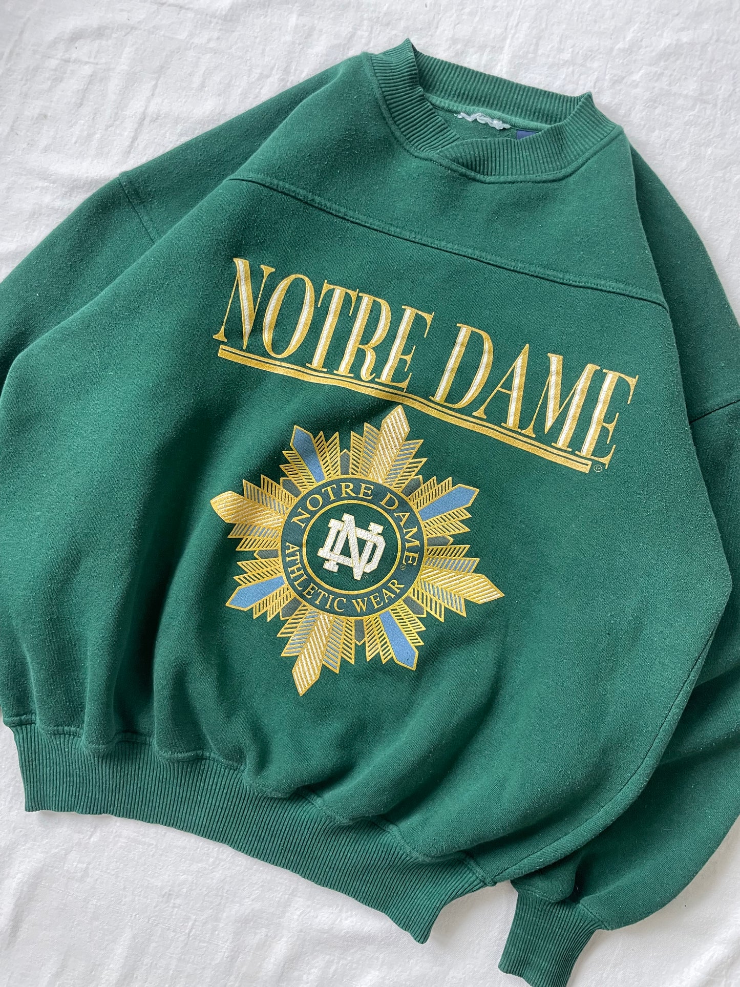 Vintage Notre Dame Green Crewneck Large