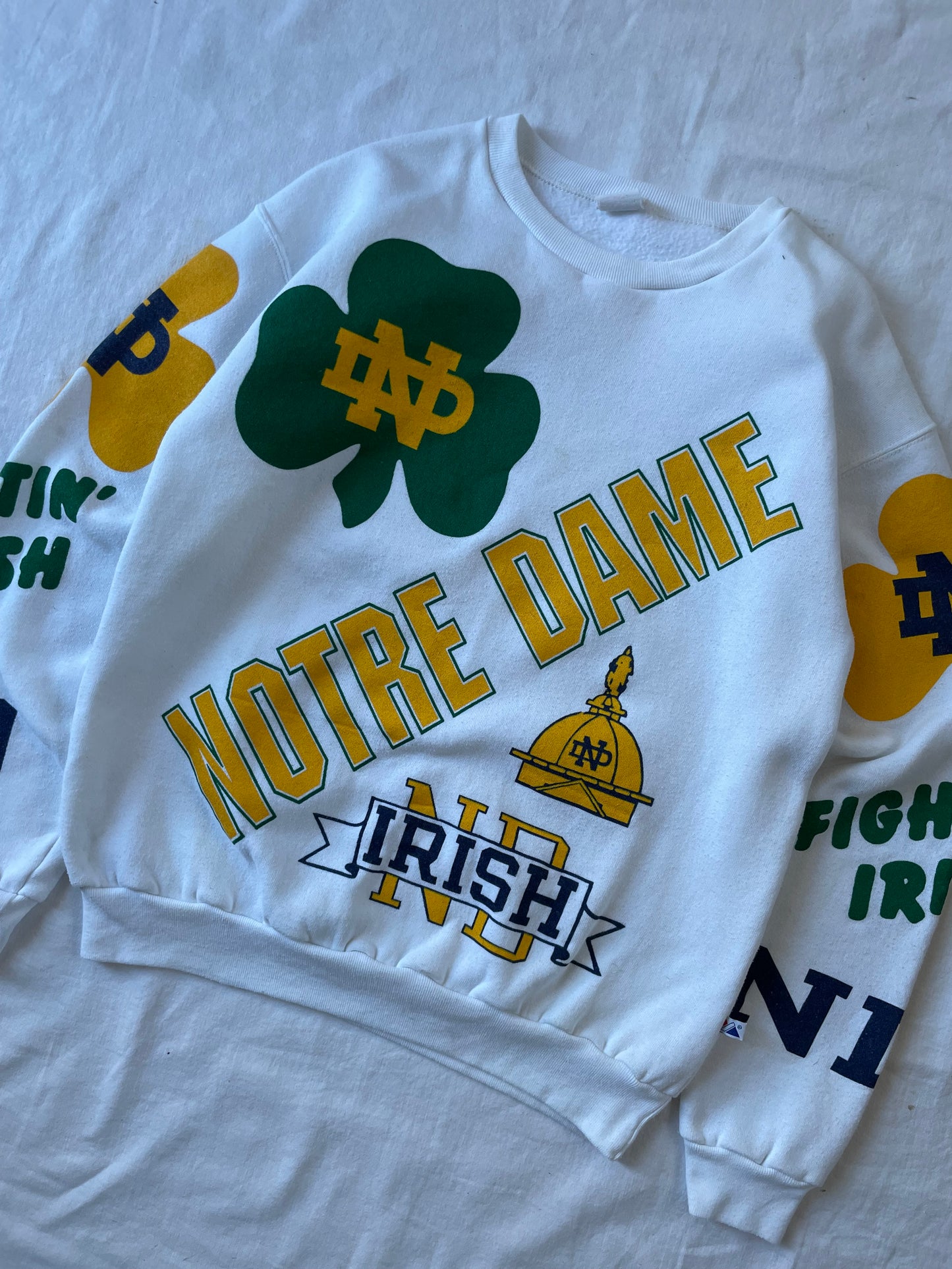 Vintage Notre Dame All Over Print Crewneck Medium