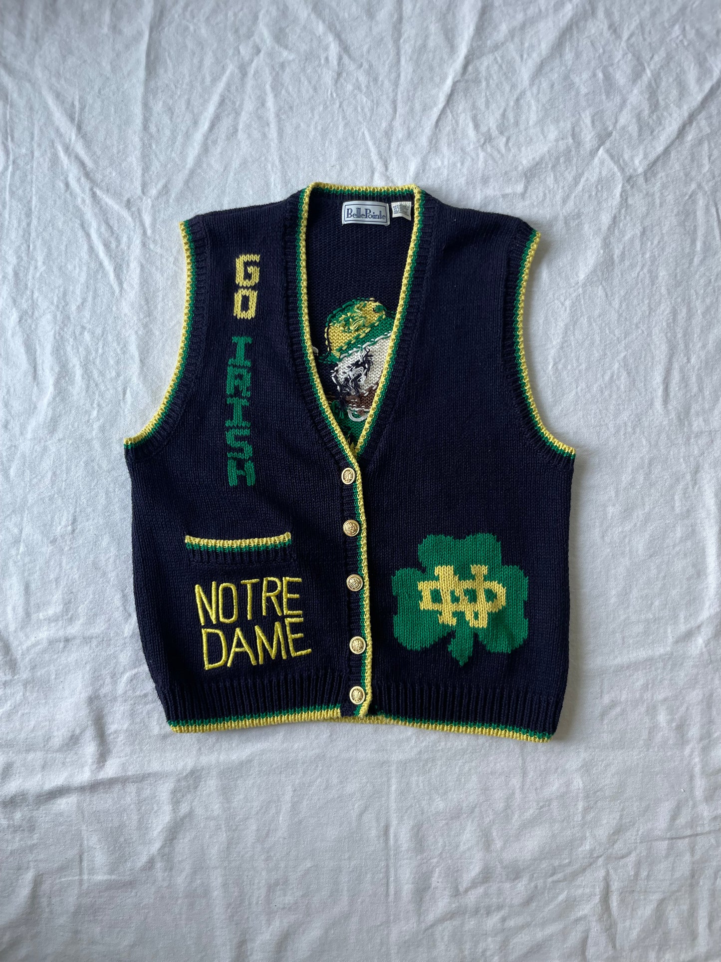 Vintage Notre Dame Knit Sweater Vest Large