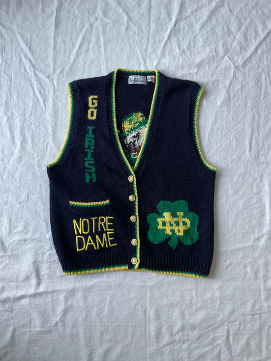 Vintage Notre Dame Knit Sweater Vest Large