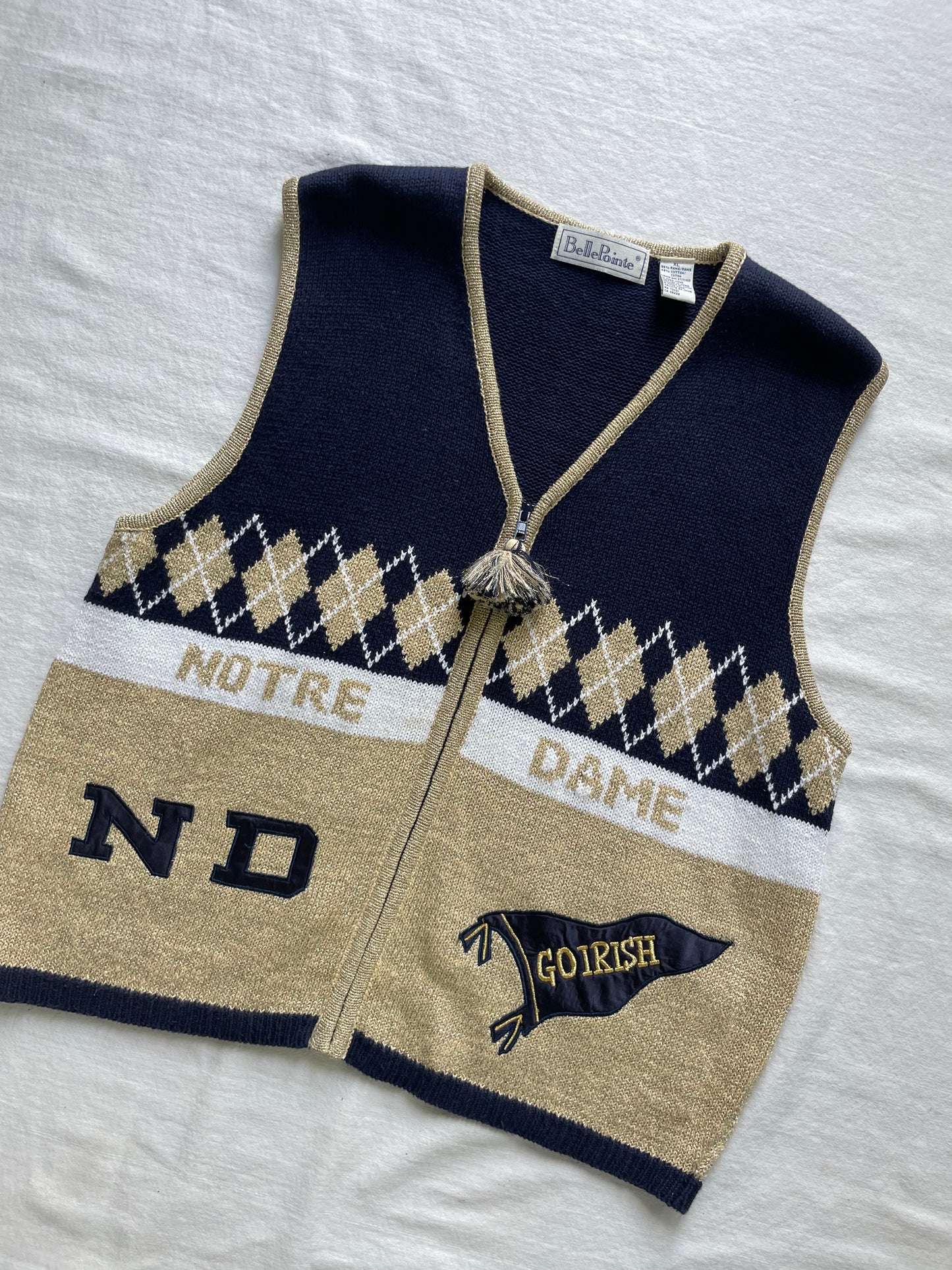 Vintage Notre Dame Sweater Vest XLarge