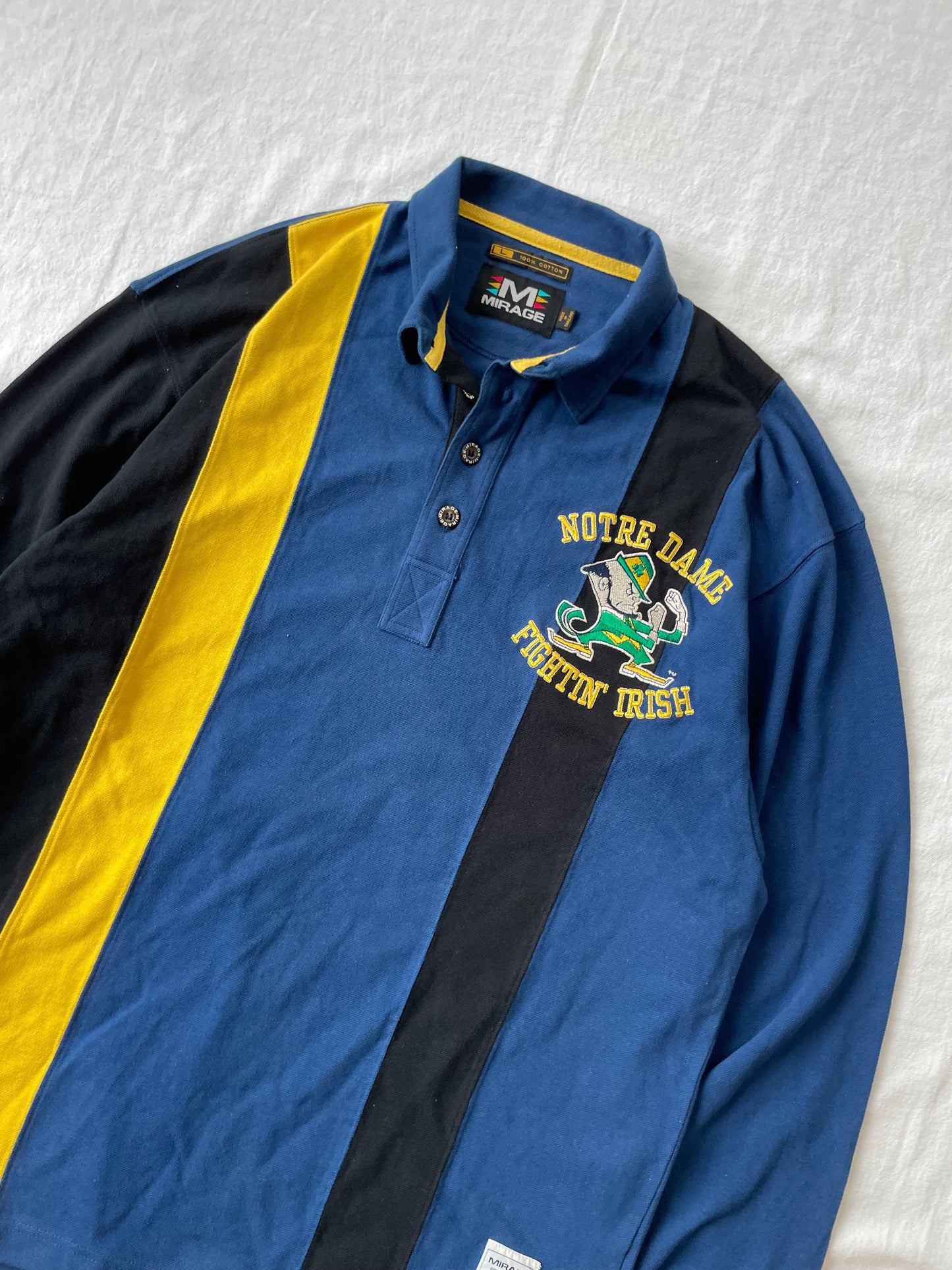 Vintage Notre Dame Long Sleeve Polo Large