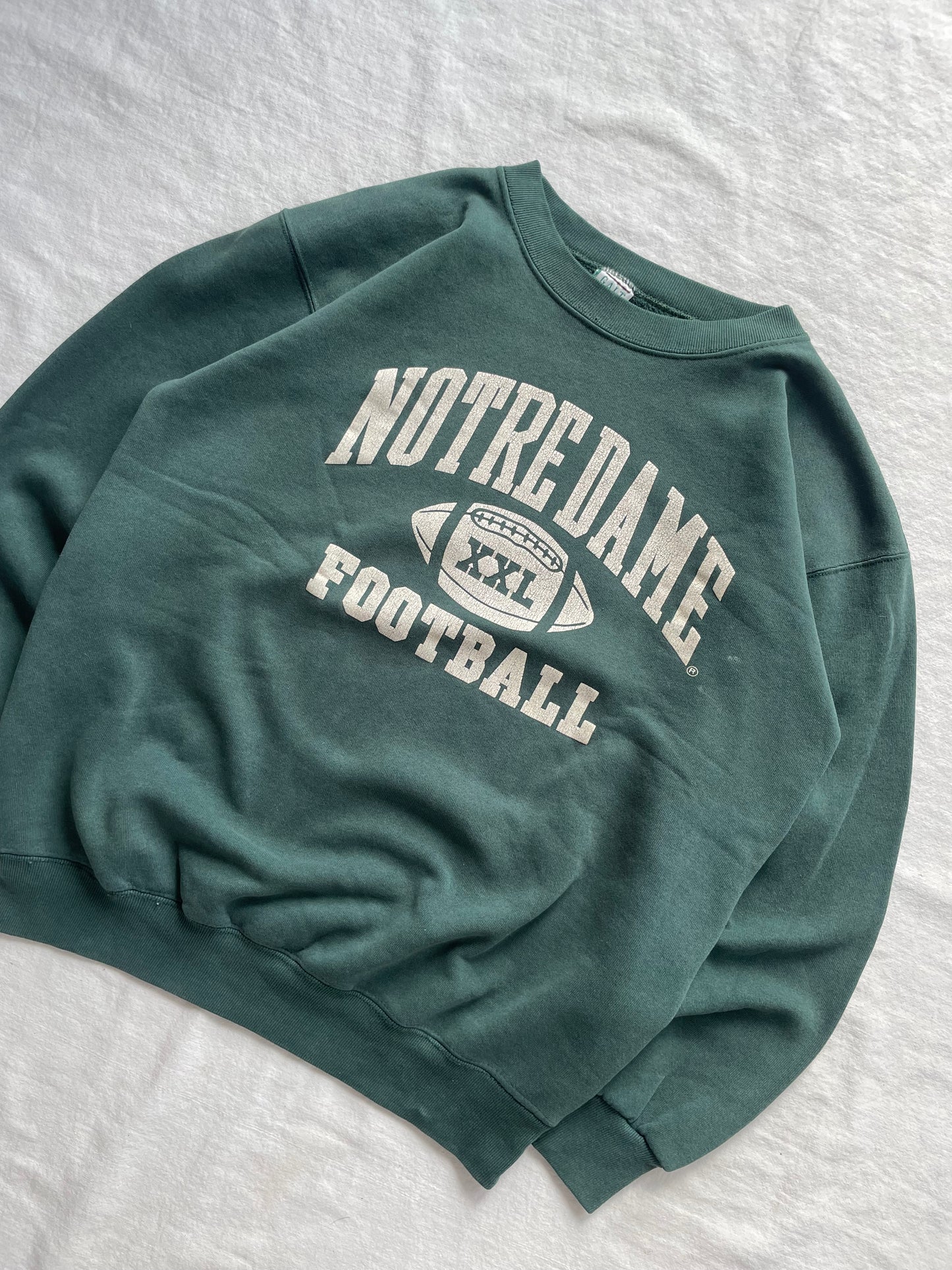 Vintage Notre Dame Green Football Crewneck Large