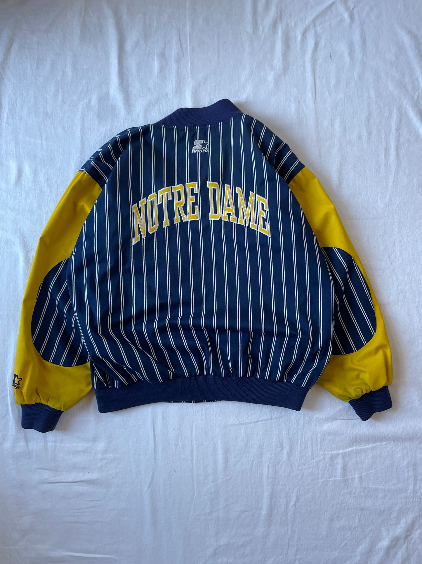 Vintage Notre Dame Striped Bomber Jacket Large