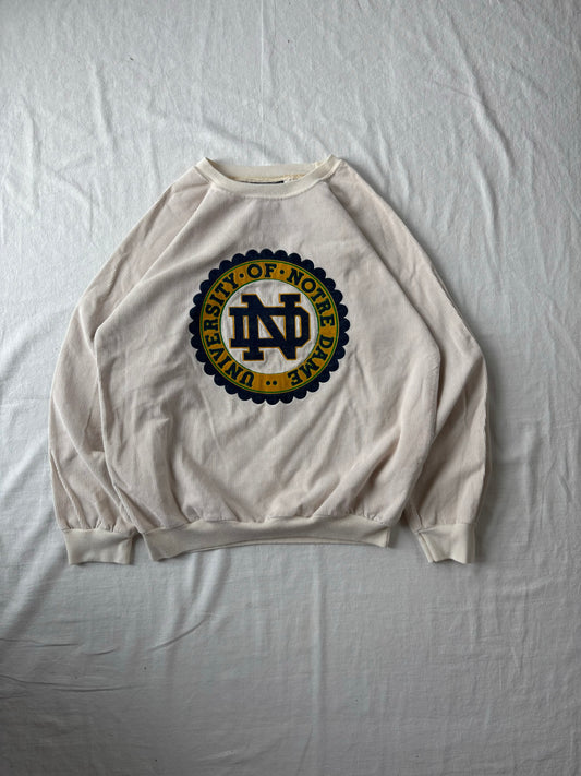 Vintage Notre Dame Corduroy Crewneck Large