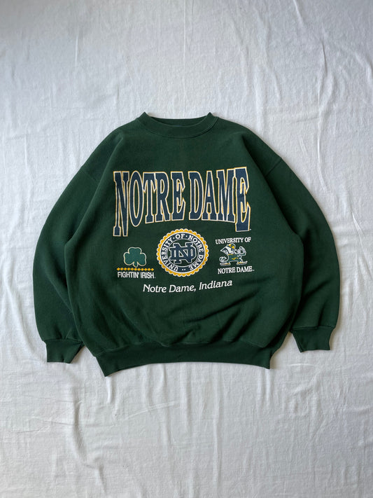 Vintage Notre Dame Green Crewneck XLarge