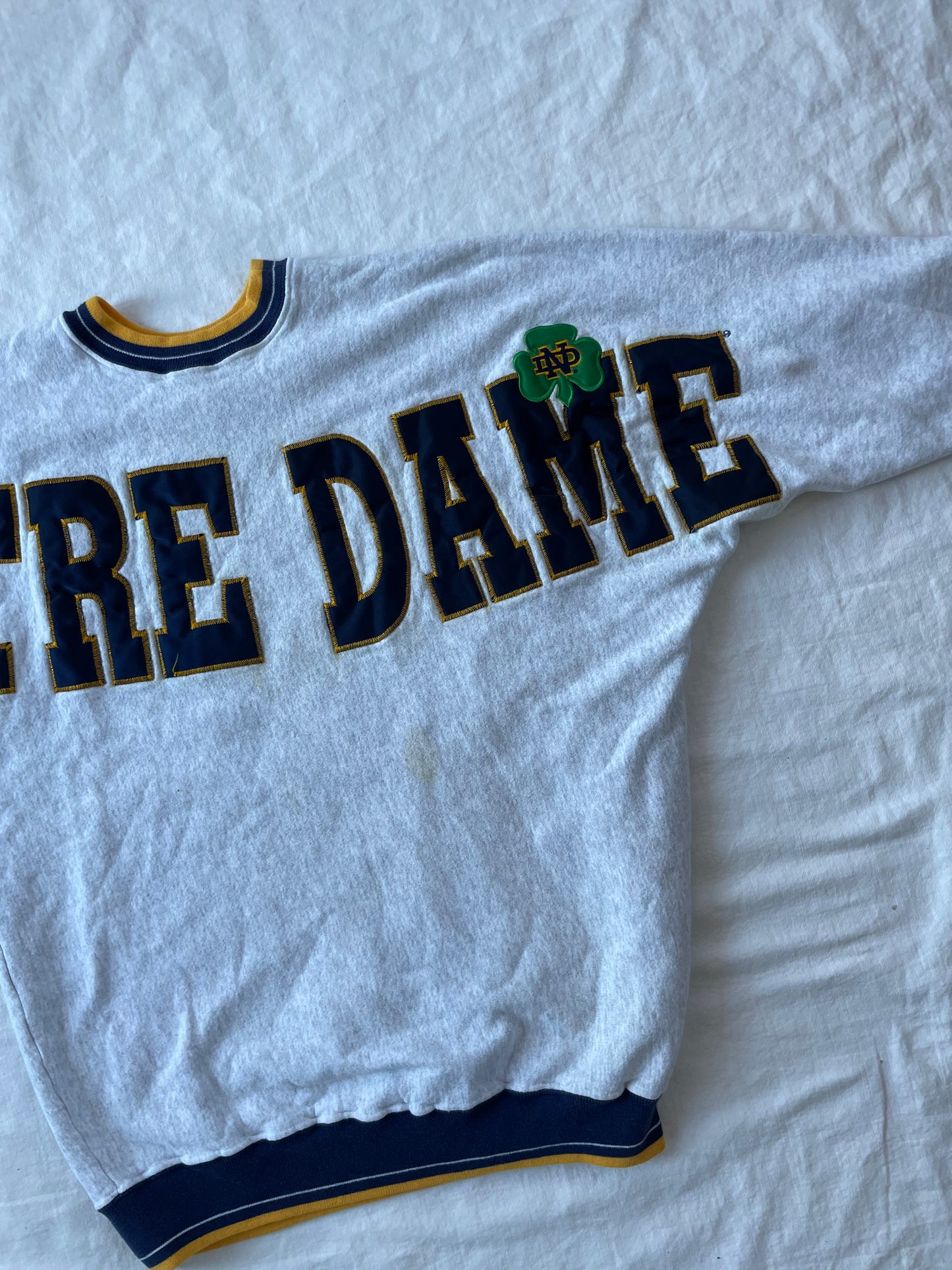 Vintage Notre Dame Spell Out Clover Crewneck XLarge