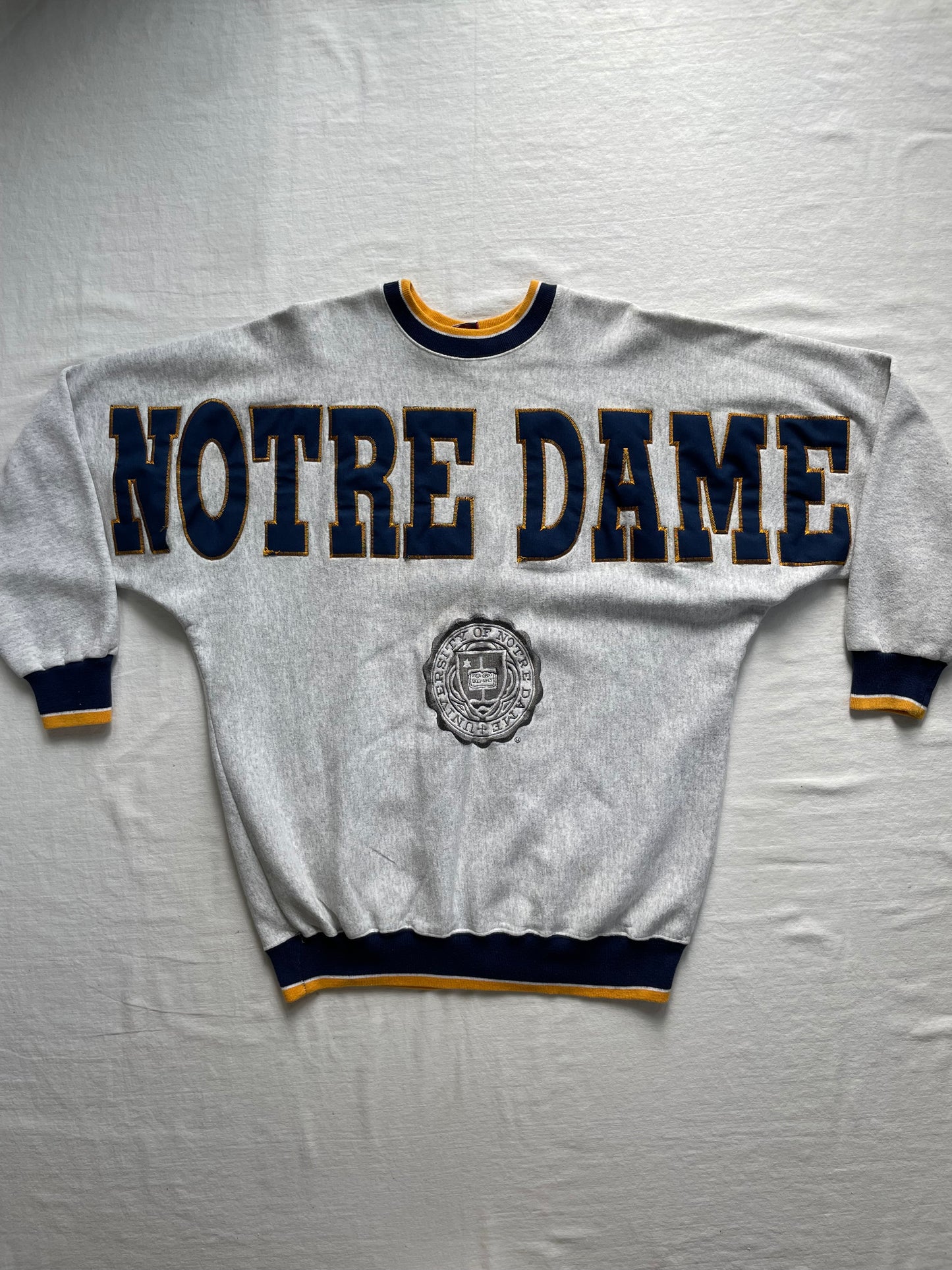 Vintage Notre Dame Spell Out Crewneck 2XL