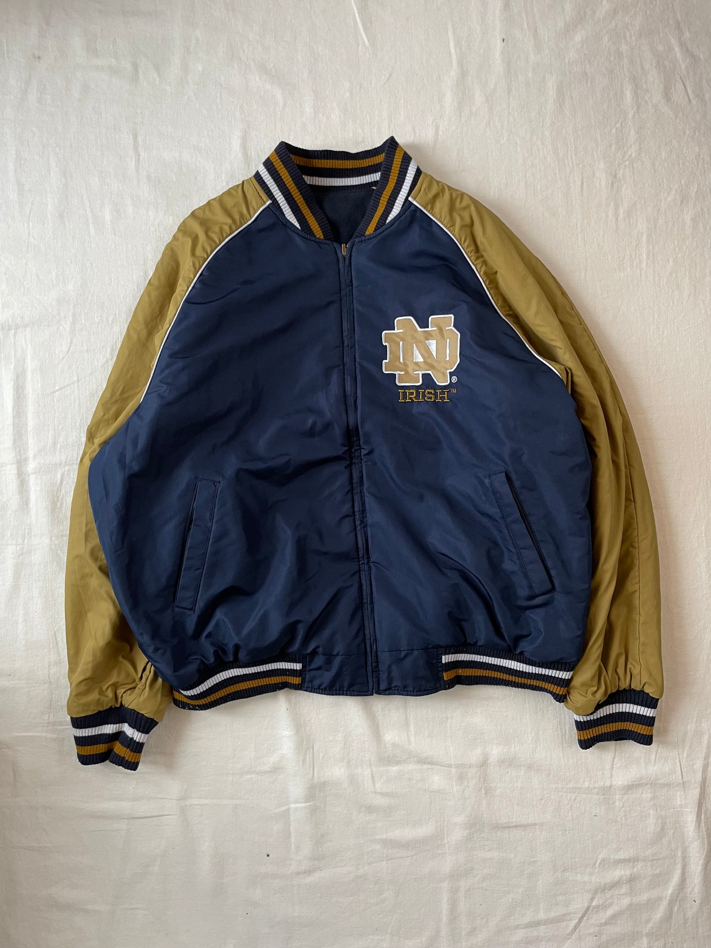 Vintage Notre Dame Reversible Bomber Jacket XLarge