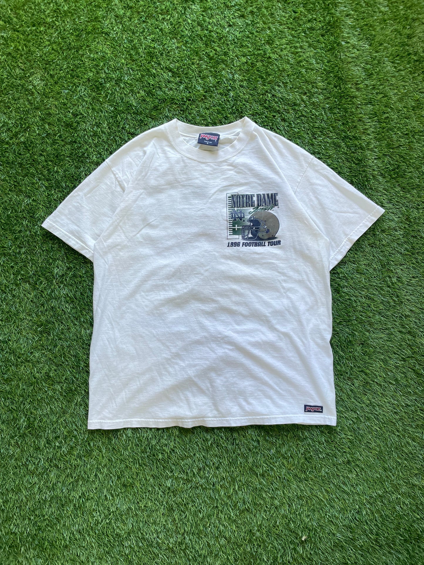 Vintage Notre Dame 1996 Victory Tour Football Tee Large
