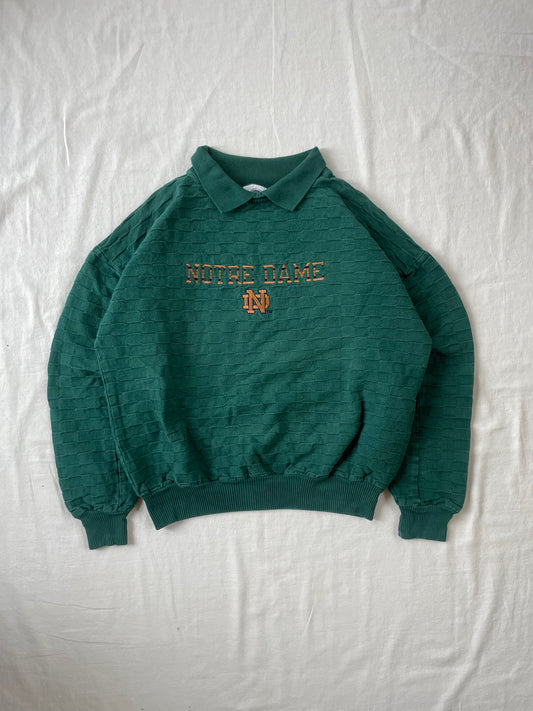 Vintage Notre Dame Green Weave Sweatshirt Medium