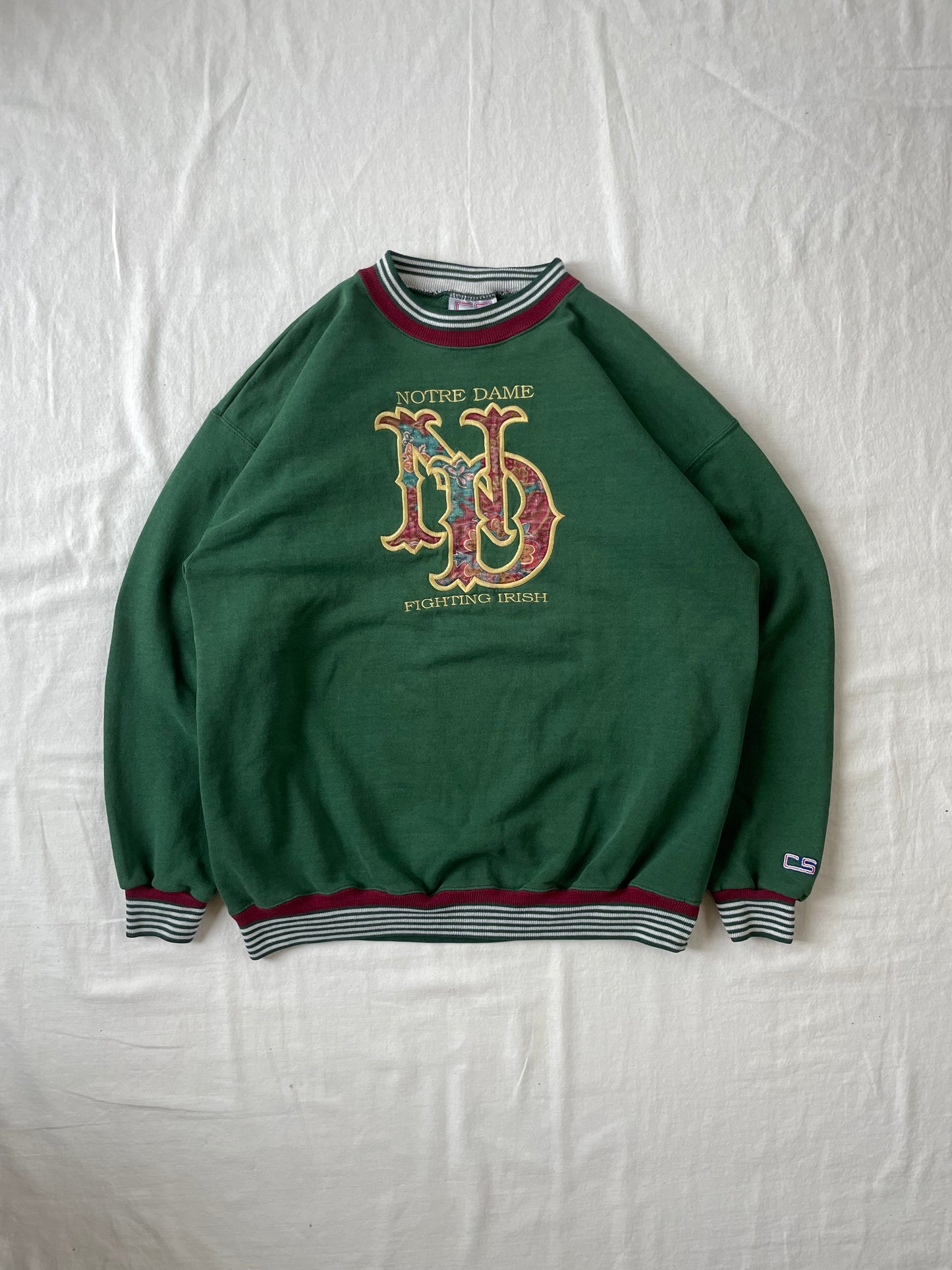 Vintage Notre Dame Green Crewneck XLarge