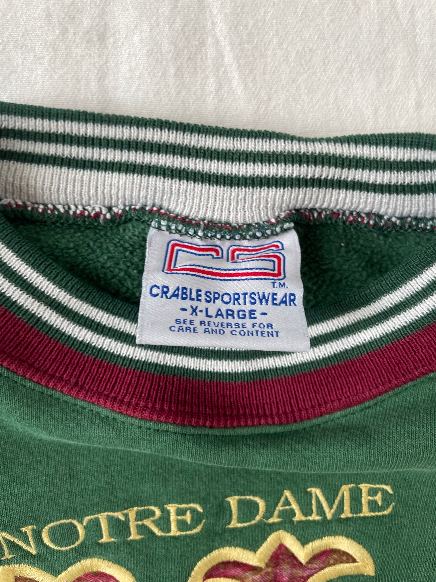 Vintage Notre Dame Green Crewneck XLarge