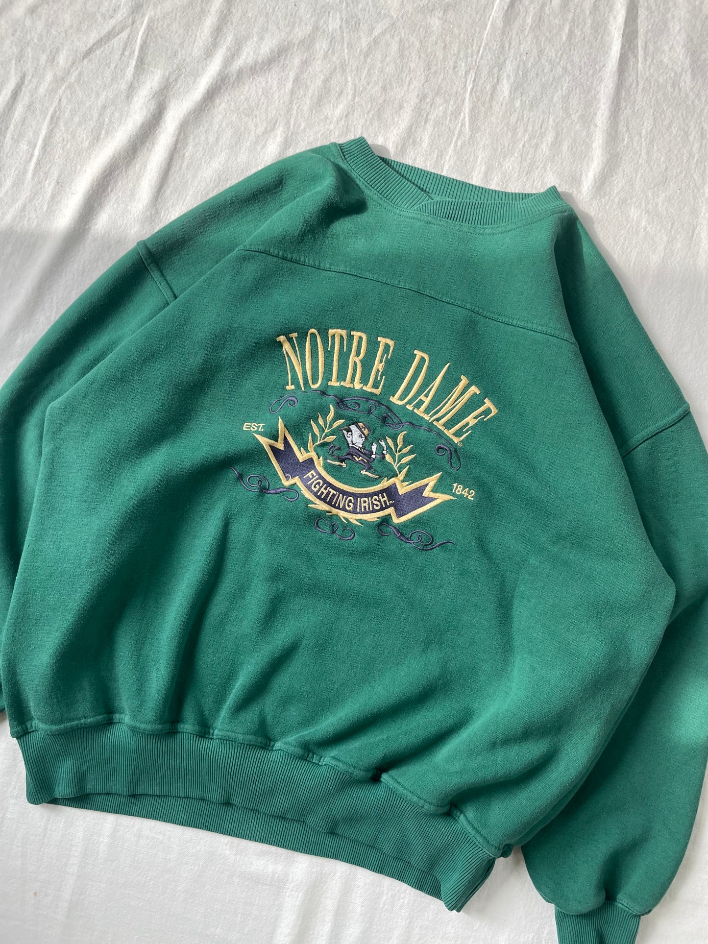 Vintage Notre Dame Green Crewneck XLarge